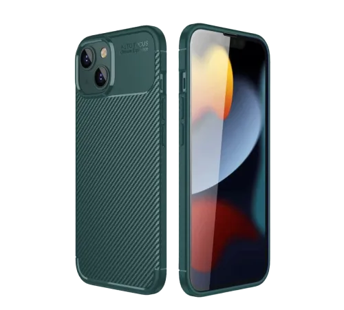 Apple iPhone 14 Kılıf Auto Focus Karbon Kapak - Koyu Yeşil
