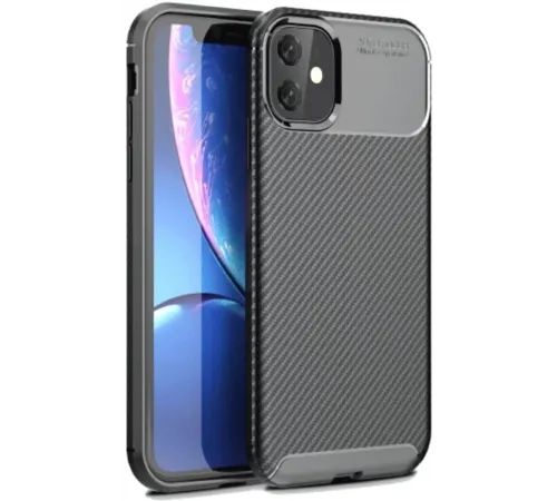Apple iPhone 11 Kılıf Auto Focus Karbon Kapak - Siyah