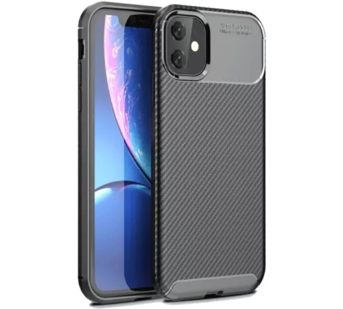 Apple iPhone 11 Kılıf Auto Focus Karbon Kapak - Siyah