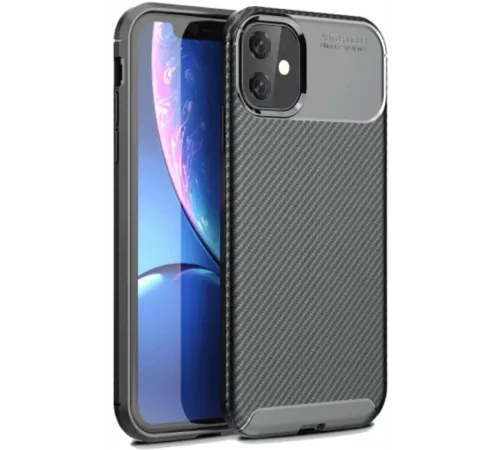 Apple iPhone 11 Kılıf Auto Focus Karbon Kapak - Siyah