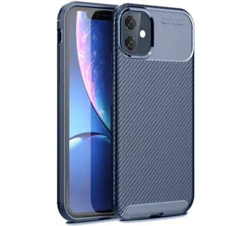 Apple iPhone 11 Kılıf Auto Focus Karbon Kapak - Lacivert