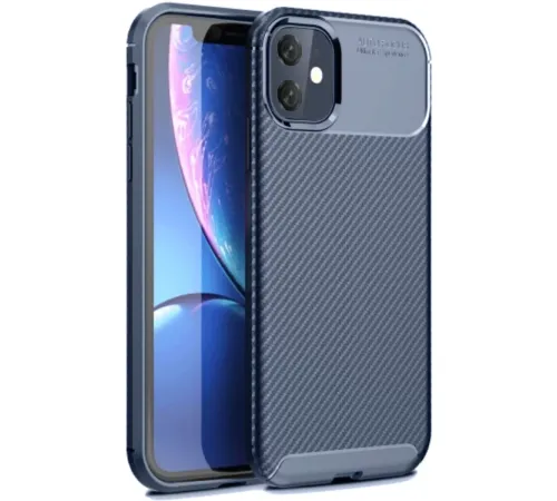 Apple iPhone 11 Kılıf Auto Focus Karbon Kapak - Lacivert