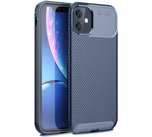 Apple iPhone 11 Kılıf Auto Focus Karbon Kapak - Lacivert
