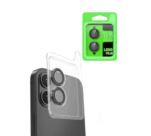 Apple iPhone 16 Raze Metal Kamera Lens - Siyah