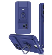 Apple iPhone 15 Pro Max Kılıf Zuma Kartvizitli Yüzüklü Silikon - Lacivert