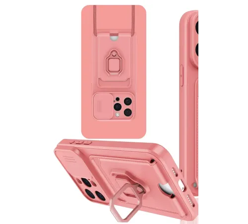 Apple iPhone 15 Pro Max Kılıf Zuma Kartvizitli Yüzüklü Silikon - Pembe