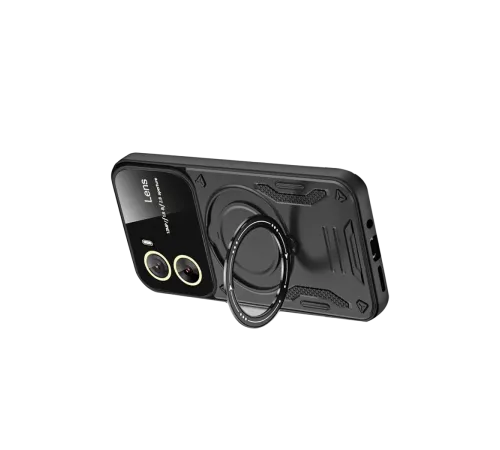 Vivo Y16 Kılıf Joy Lens Standlı Kapak - Siyah
