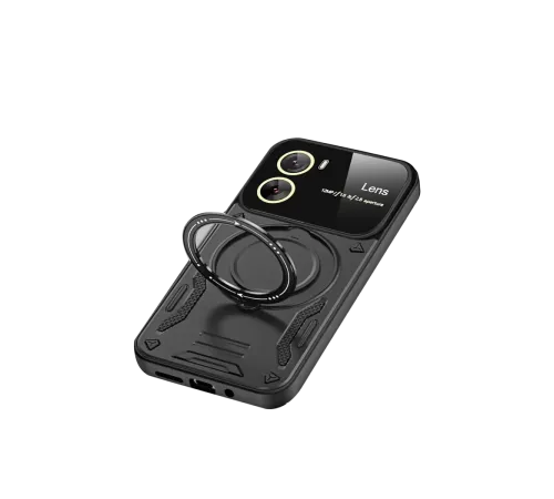 Vivo Y16 Kılıf Joy Lens Standlı Kapak - Siyah