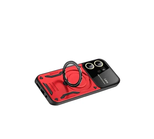 Vivo Y16 Kılıf Joy Lens Standlı Kapak - Kırmızı