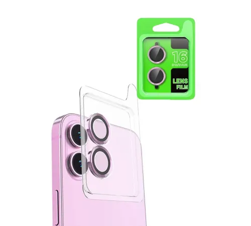 Apple iPhone 16 Raze Metal Kamera Lens - Pembe