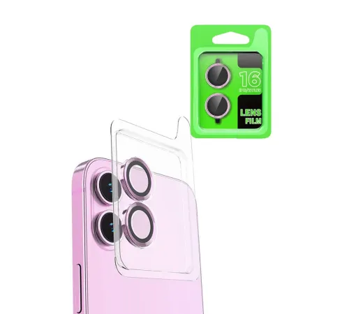 Apple iPhone 16 Raze Metal Kamera Lens - Pembe