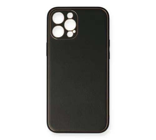 Apple iPhone 12 Pro Max Kılıf Coco Deri Silikon Kapak - Siyah