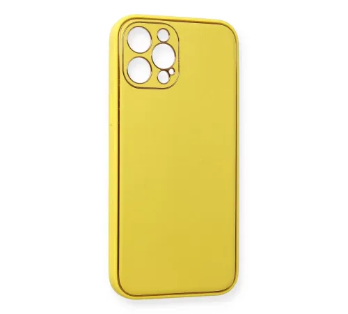 Apple iPhone 12 Pro Max Kılıf Coco Deri Silikon Kapak - Sarı