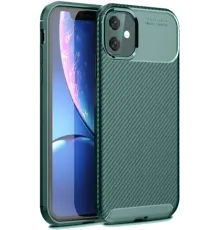 Apple iPhone 11 Kılıf Auto Focus Karbon Kapak - Koyu Yeşil