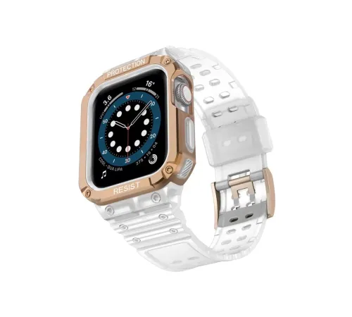 Apple Watch 42mm KR401 Silikon Kordon - Beyaz-Rose
