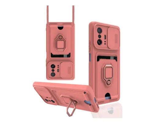 Xiaomi Mi 11T Pro Kılıf Zuma Kartvizitli Yüzüklü Silikon - Pembe