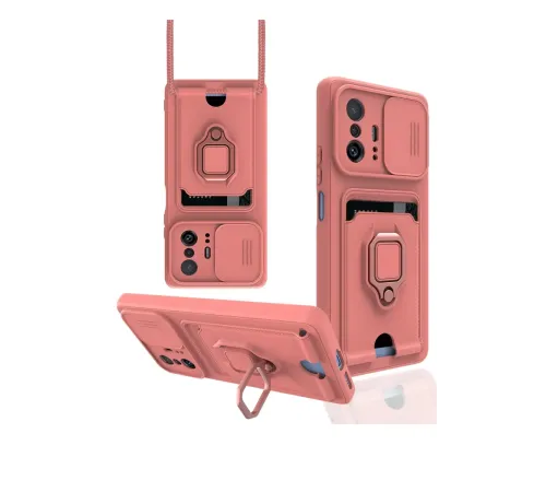 Xiaomi Mi 11T Pro Kılıf Zuma Kartvizitli Yüzüklü Silikon - Pembe