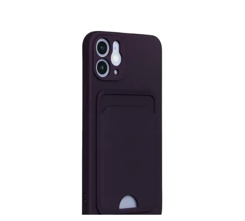 Apple iPhone 12 Kılıf Kelvin Kartvizitli Silikon - Derin Mor