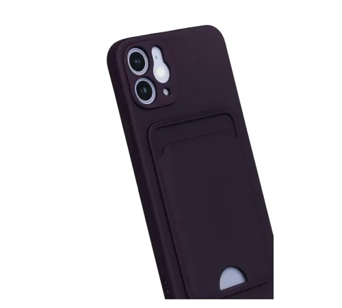 Apple iPhone 12 Kılıf Kelvin Kartvizitli Silikon - Derin Mor