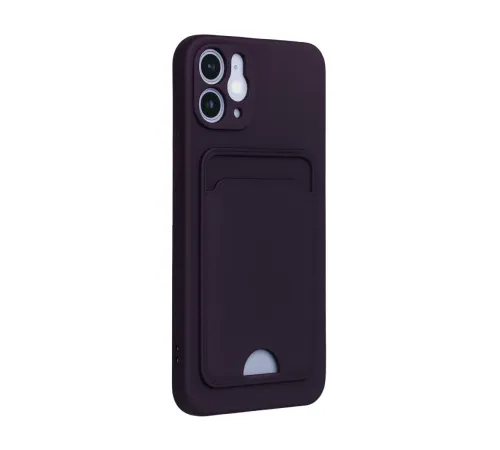 Apple iPhone 12 Kılıf Kelvin Kartvizitli Silikon - Derin Mor