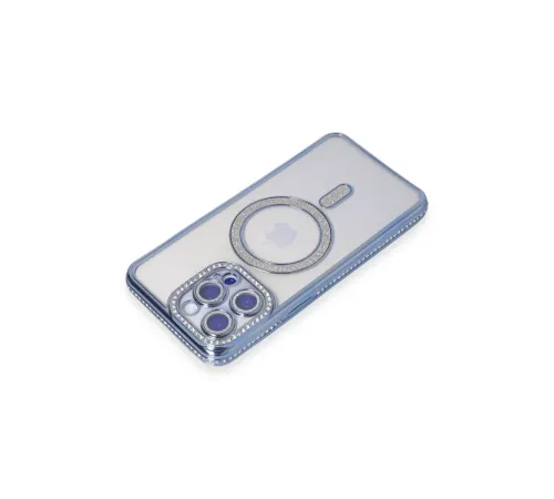 Apple iPhone 15 Pro Kılıf Joke Simli Magneticsafe Kılıf - Mavi