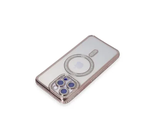 Apple iPhone 15 Pro Kılıf Joke Simli Magneticsafe Kılıf - Pembe