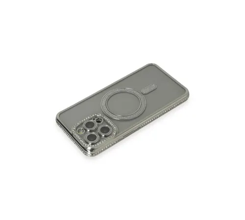 Apple iPhone 15 Pro Kılıf Joke Simli Magneticsafe Kılıf - Gri