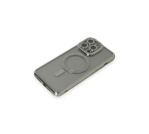 Apple iPhone 15 Pro Kılıf Joke Simli Magneticsafe Kılıf - Gri