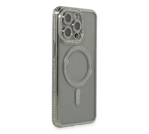 Apple iPhone 15 Pro Kılıf Joke Simli Magneticsafe Kılıf - Gri