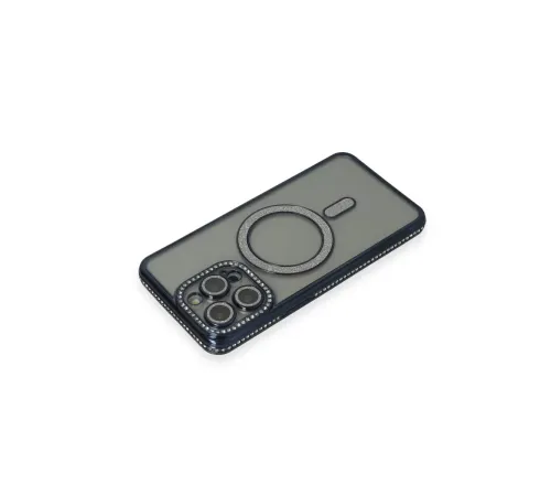 Apple iPhone 15 Pro Kılıf Joke Simli Magneticsafe Kılıf - Lacivert