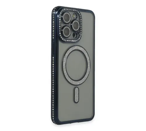 Apple iPhone 15 Pro Kılıf Joke Simli Magneticsafe Kılıf - Lacivert