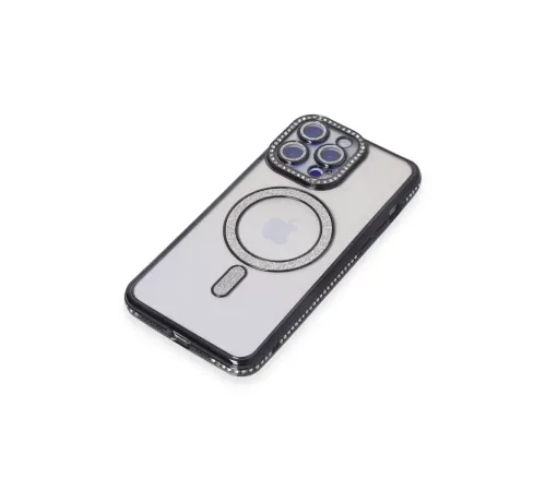 Apple iPhone 15 Pro Max Kılıf Joke Simli Magneticsafe Kılıf - Siyah