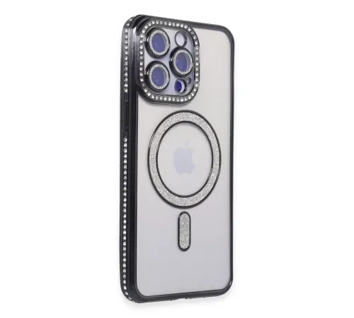 Apple iPhone 15 Pro Max Kılıf Joke Simli Magneticsafe Kılıf - Siyah