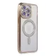 Apple iPhone 15 Pro Max Kılıf Joke Simli Magneticsafe Kılıf - Gold