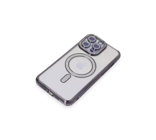 Apple iPhone 15 Pro Max Kılıf Joke Simli Magneticsafe Kılıf - Derin Mor