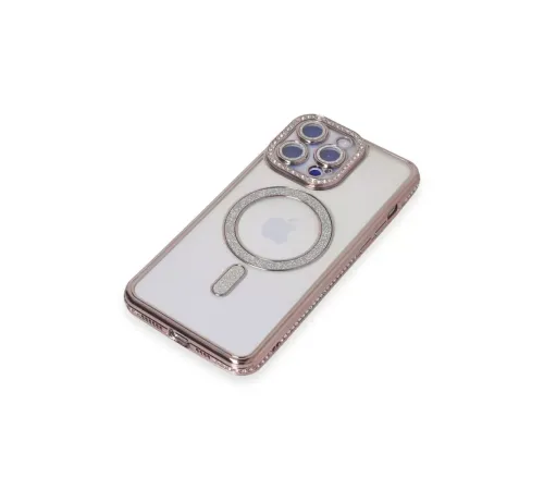 Apple iPhone 15 Pro Max Kılıf Joke Simli Magneticsafe Kılıf - Pembe