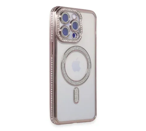 Apple iPhone 15 Pro Max Kılıf Joke Simli Magneticsafe Kılıf - Pembe