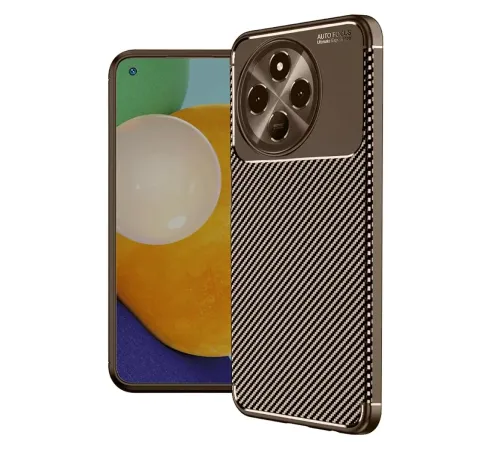 Tecno Spark 30 Pro Kılıf Auto Focus Karbon Kapak - Kahverengi