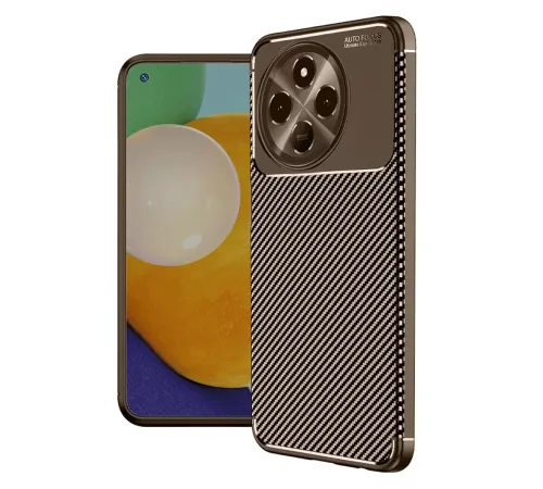 Tecno Spark 30 Pro Kılıf Auto Focus Karbon Kapak - Kahverengi