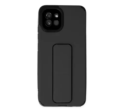 Samsung Galaxy A03 Kılıf Mega Standlı Silikon - Siyah