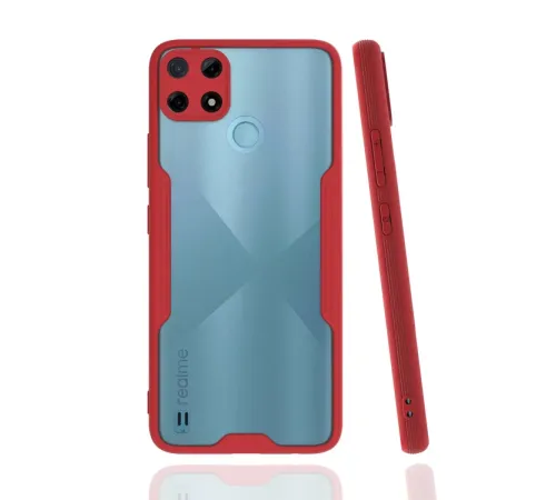 Realme C25Y Kılıf Platin Silikon - Kırmızı