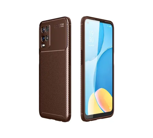 A54 4G Kılıf Auto Focus Karbon Kapak - Kahverengi