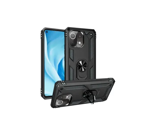 Xiaomi Mİ 11 Lite Kılıf Sofya Yüzüklü Silikon Kapak - Siyah