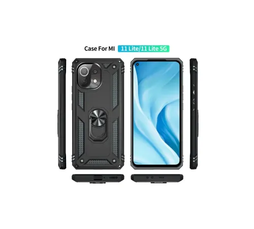 Xiaomi Mİ 11 Lite Kılıf Sofya Yüzüklü Silikon Kapak - Siyah