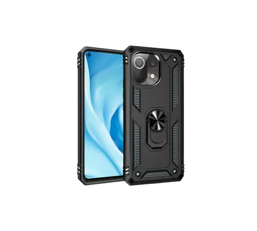 Xiaomi Mİ 11 Lite Kılıf Sofya Yüzüklü Silikon Kapak - Siyah