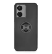 Vivo Y16 Kılıf Montreal Yüzüklü Silikon Kapak - Siyah