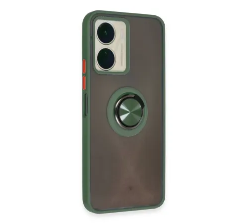 Vivo Y16 Kılıf Montreal Yüzüklü Silikon Kapak - Yeşil
