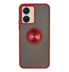 Vivo Y16 Kılıf Montreal Yüzüklü Silikon Kapak - Kırmızı