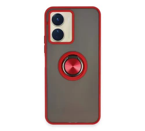 Vivo Y16 Kılıf Montreal Yüzüklü Silikon Kapak - Kırmızı