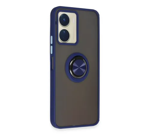 Vivo Y16 Kılıf Montreal Yüzüklü Silikon Kapak - Lacivert